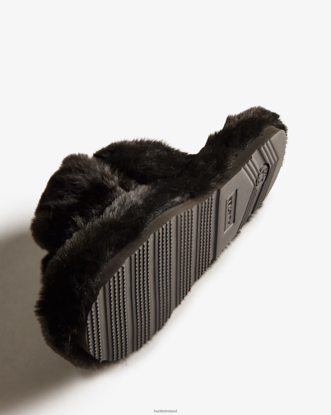 Hunter Women PF0RJ324 Faux Fur Flatform Crossover Slide