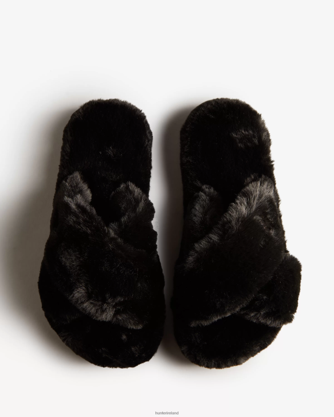 Hunter Women PF0RJ324 Faux Fur Flatform Crossover Slide