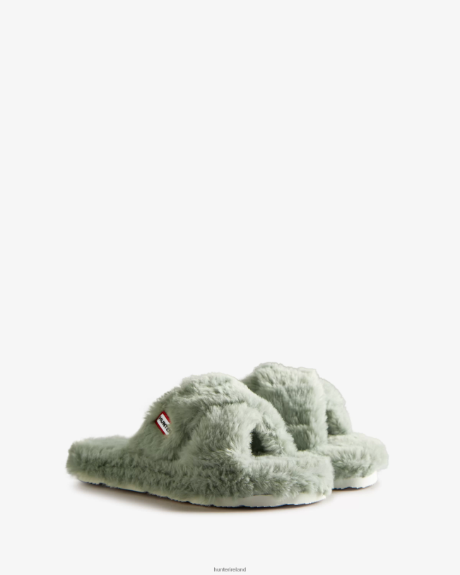 Hunter Women PF0RJ325 Faux Fur Flatform Crossover Slide