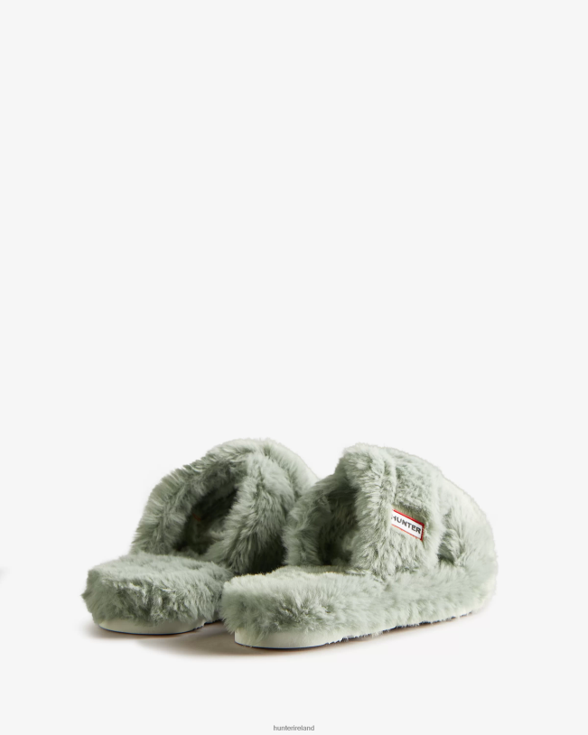 Hunter Women PF0RJ325 Faux Fur Flatform Crossover Slide